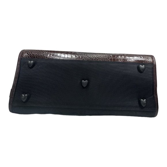 Brighton Carry On Bag Luggage Croc Leather and Fabric EUC Brown & Black - Picture 12 of 16